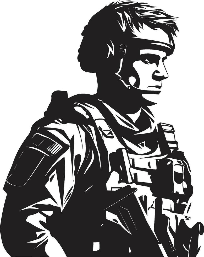 Strategic Defender Armed Sentinel Logo Warrior Guardian Vector Armyman Icon