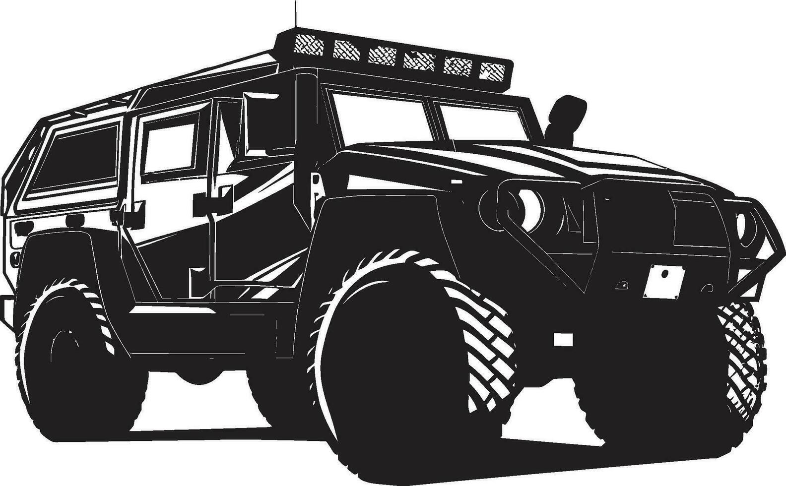 batalla Listo expedición 4x4 negro logo defensivo reconocimiento militar vehículo icono vector