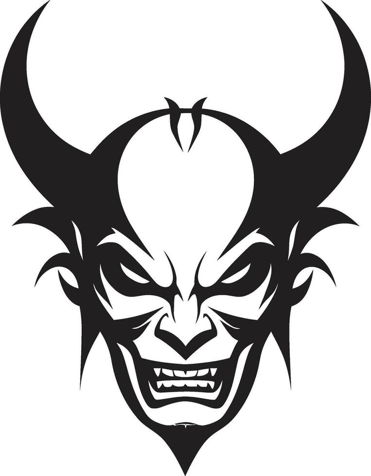 fuego del infierno mirar fijamente vector negro logo de diablo s agresión demoníaco rabia agresivo diablo s cara icono en negro