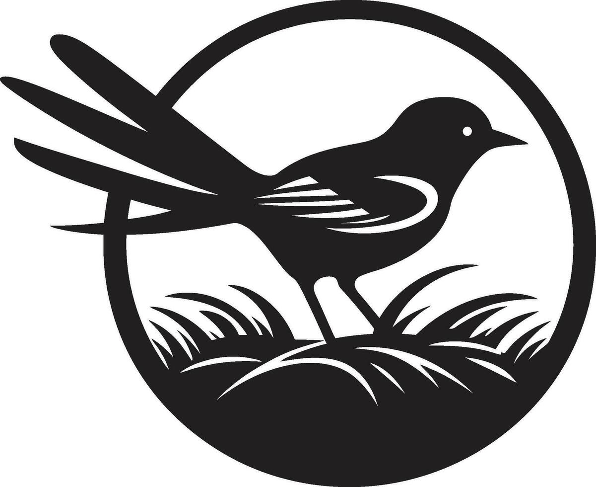 Nest Genius Black Bird Emblem Crafted Perch Vector Nest Logo