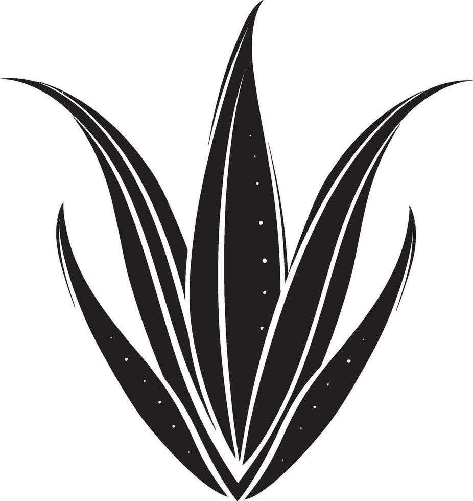 Aloe Essence Black Vector Plant Logo Icon Botanical Elegance Aloe Vera Vector Emblem