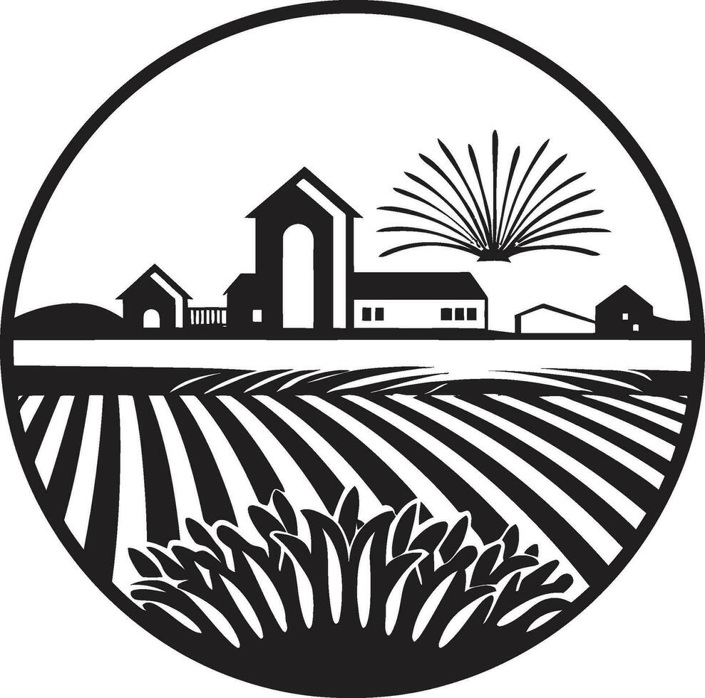 Rustic Comfort Agricultural Farmhouse Emblem Countryside Heritage Black Vector Logo for Farm Life
