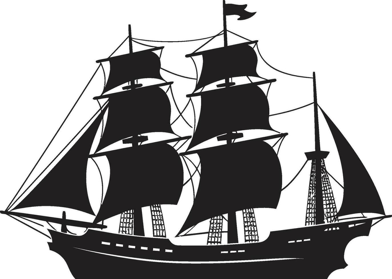 Mythical Seafarer Black Ancient Ship Oceanic Legacy Vector Ship Emblem