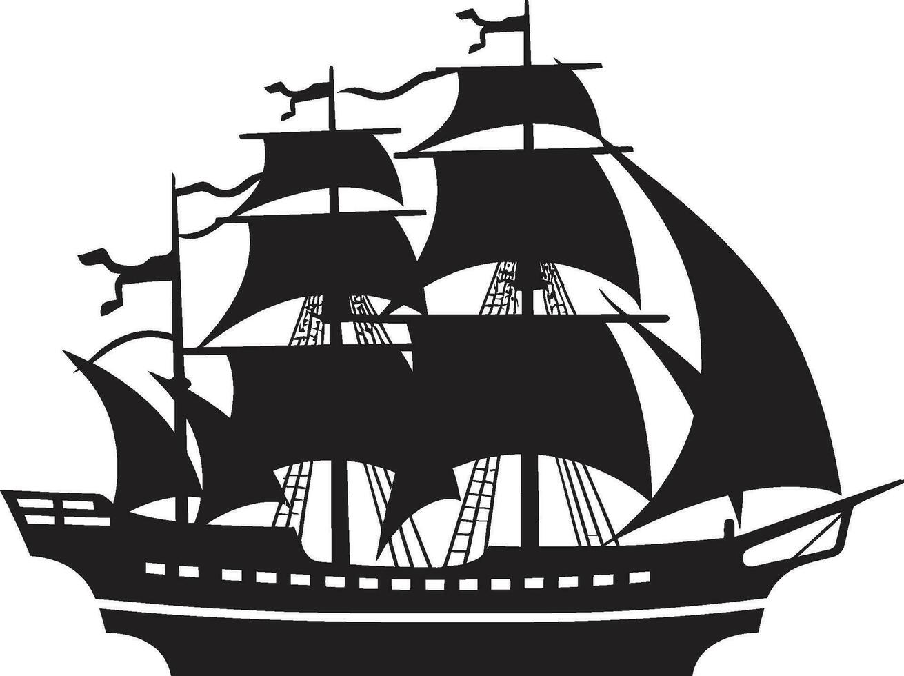 Envejecido marítimo antiguo Embarcacion logo icono histórico Odisea negro vector Embarcacion