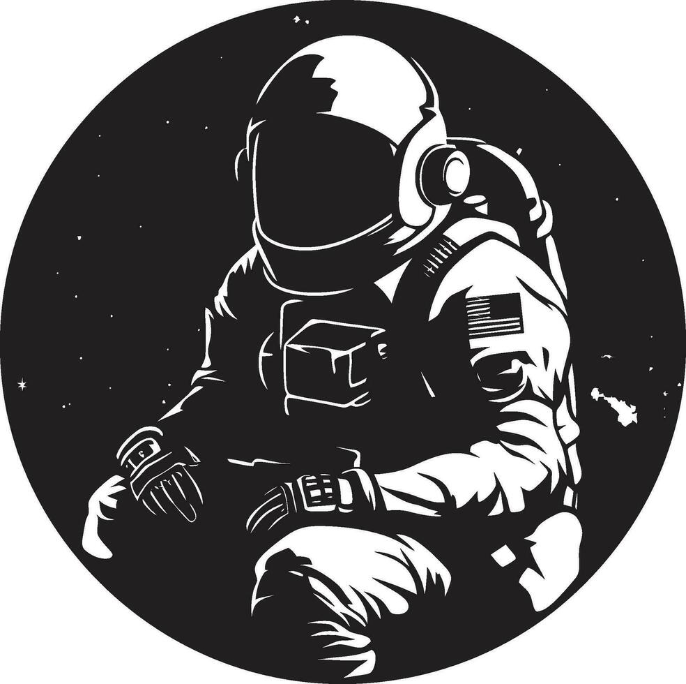 Cosmic Explorer Astronaut Vector Emblem Space Pioneer Black Helmet Logo Icon