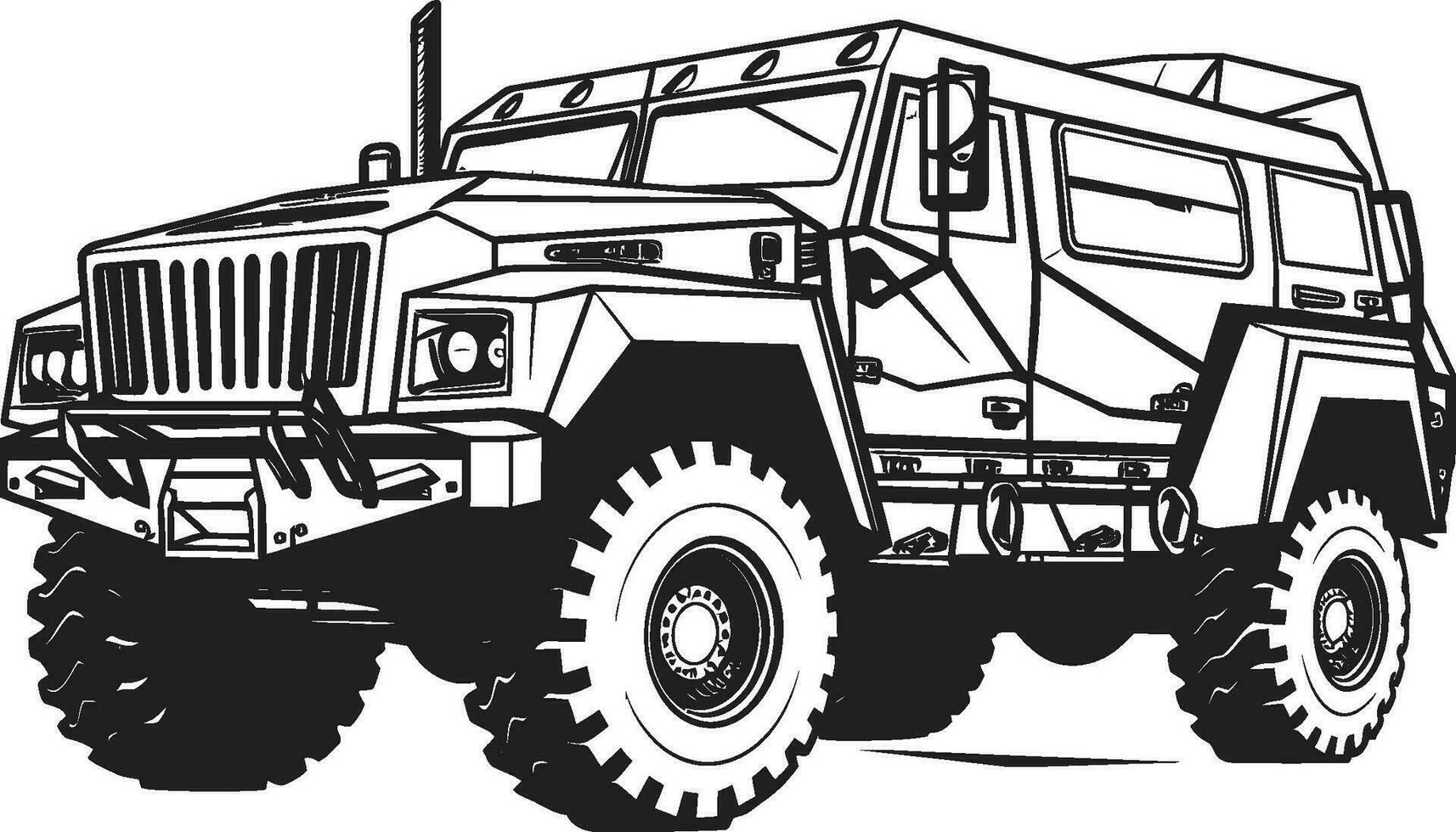 defensivo expedición militar vehículo icono guerrero s paseo negro Ejército 4x4 logo vector