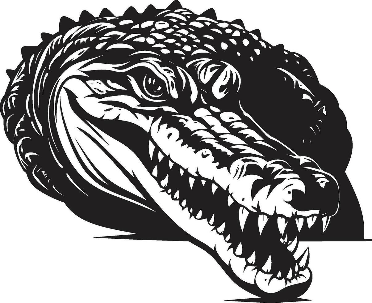 Wilderness Guardian Vector Alligator Emblem Fierce Gator Gaze Black Vector Icon