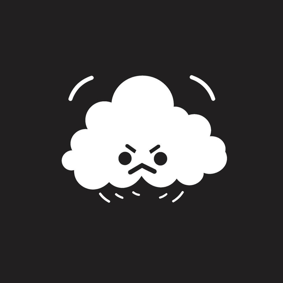 oscuro furia enojado dibujos animados nube icono furioso nube de tormenta negro nube vector emblema