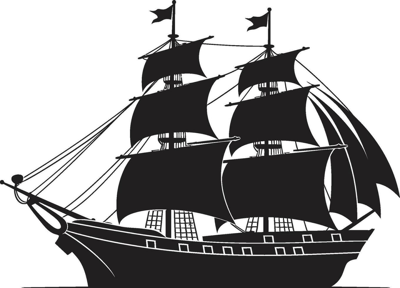 Timeless Seafarer Black Ship Logo Legendary Odyssey Ancient Ship Design vector