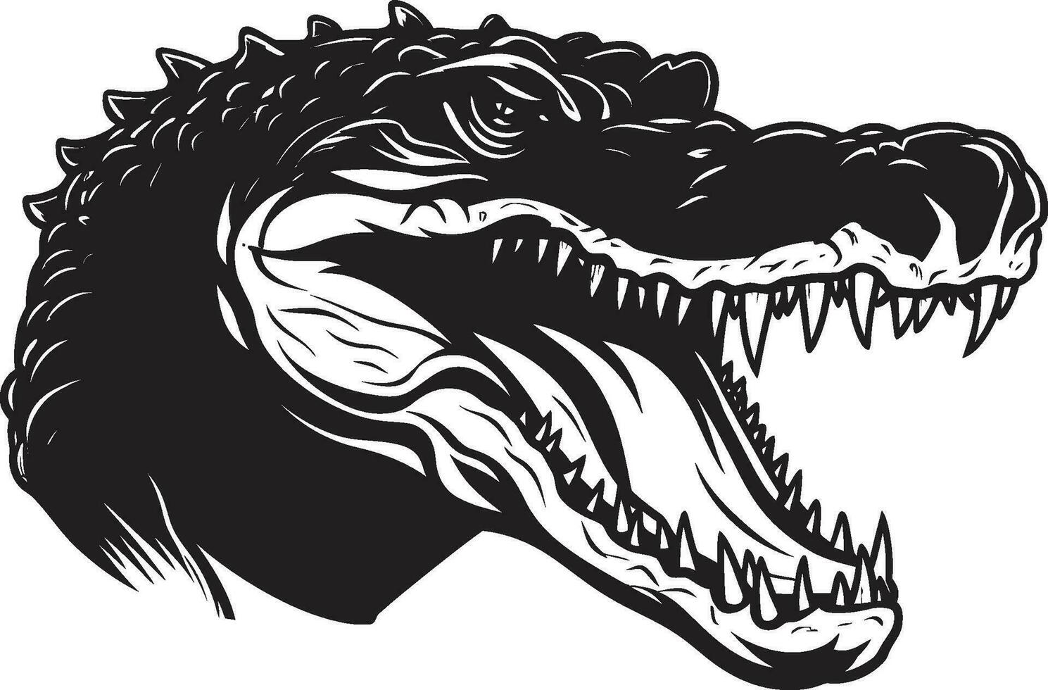 primitivo escala caimán vector emblema selva guardián negro caimán icono diseño