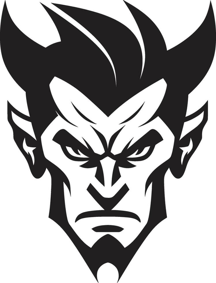 Satanic Stare Black Logo Icon Design of Devil s Face Furious Inferno Aggressive Devil s Face Vector Symbol