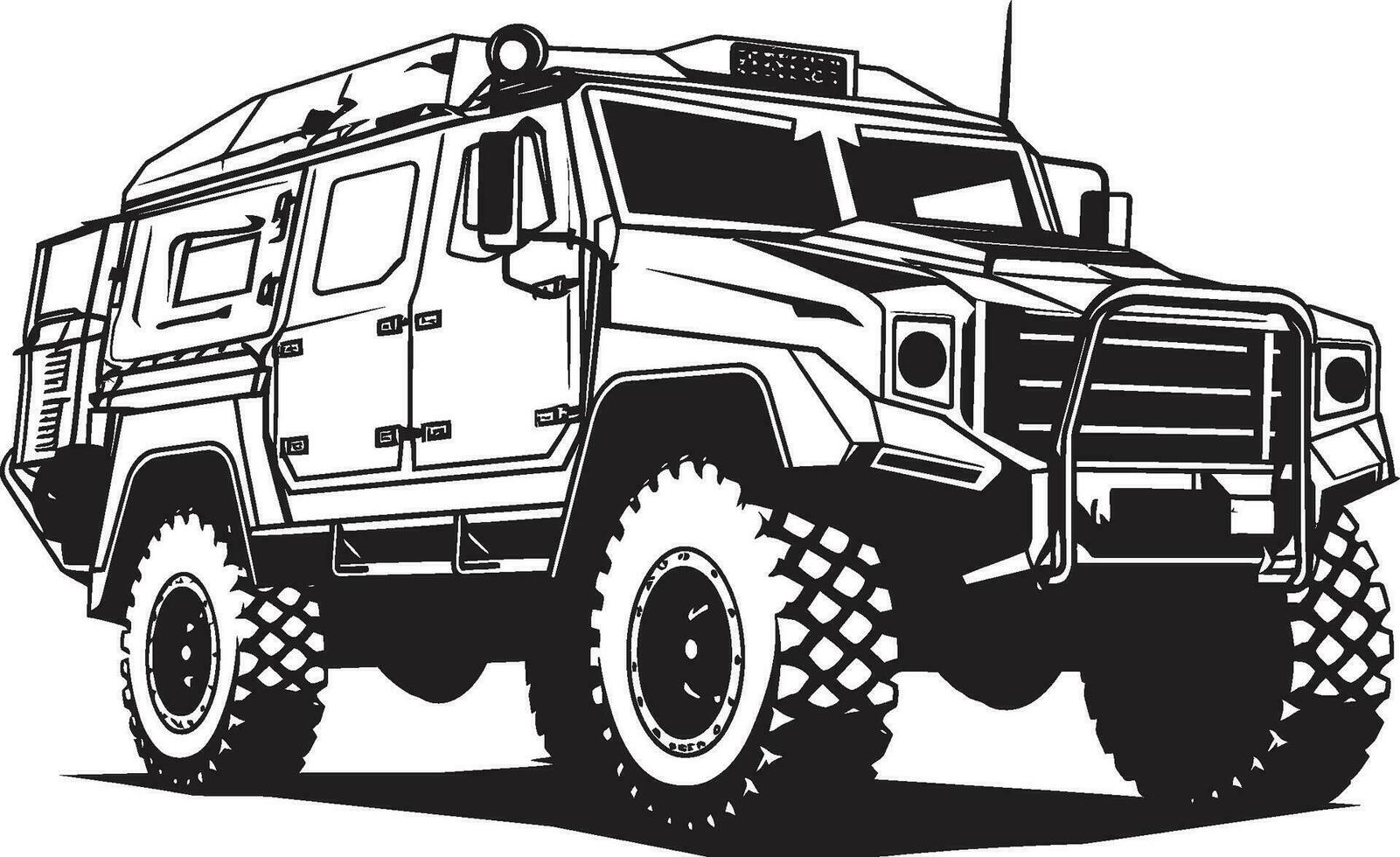 Combat Cruiser Army Vehicle Vector Logo Tactical Transport Black Iconic 4x4 Emblem