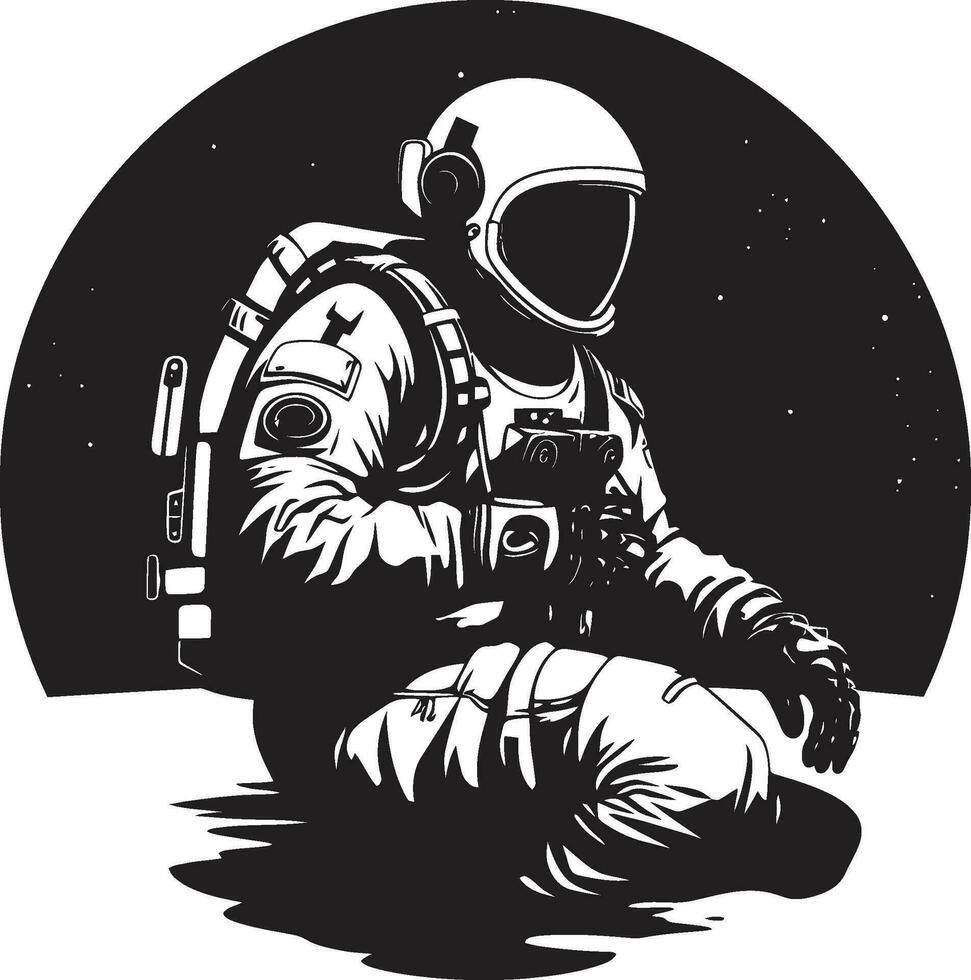 Cosmic Vanguard Astronaut Emblematic Icon Galactic Pathfinder Black Vector Logo