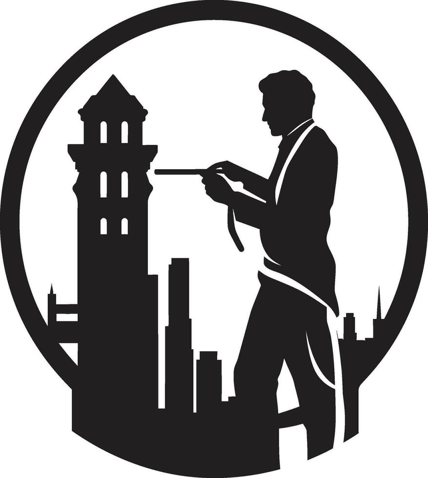 Urban Architect Black Vector Icon Design Innovator Architect Emblem in Black