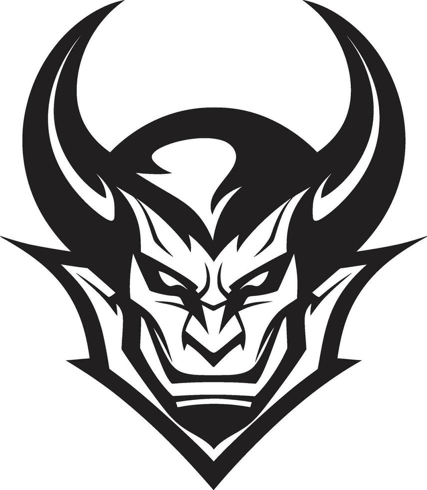 Dark Temptation Aggressive Devil s Face Emblem Fiery Malevolence Vector Devil s Face Icon