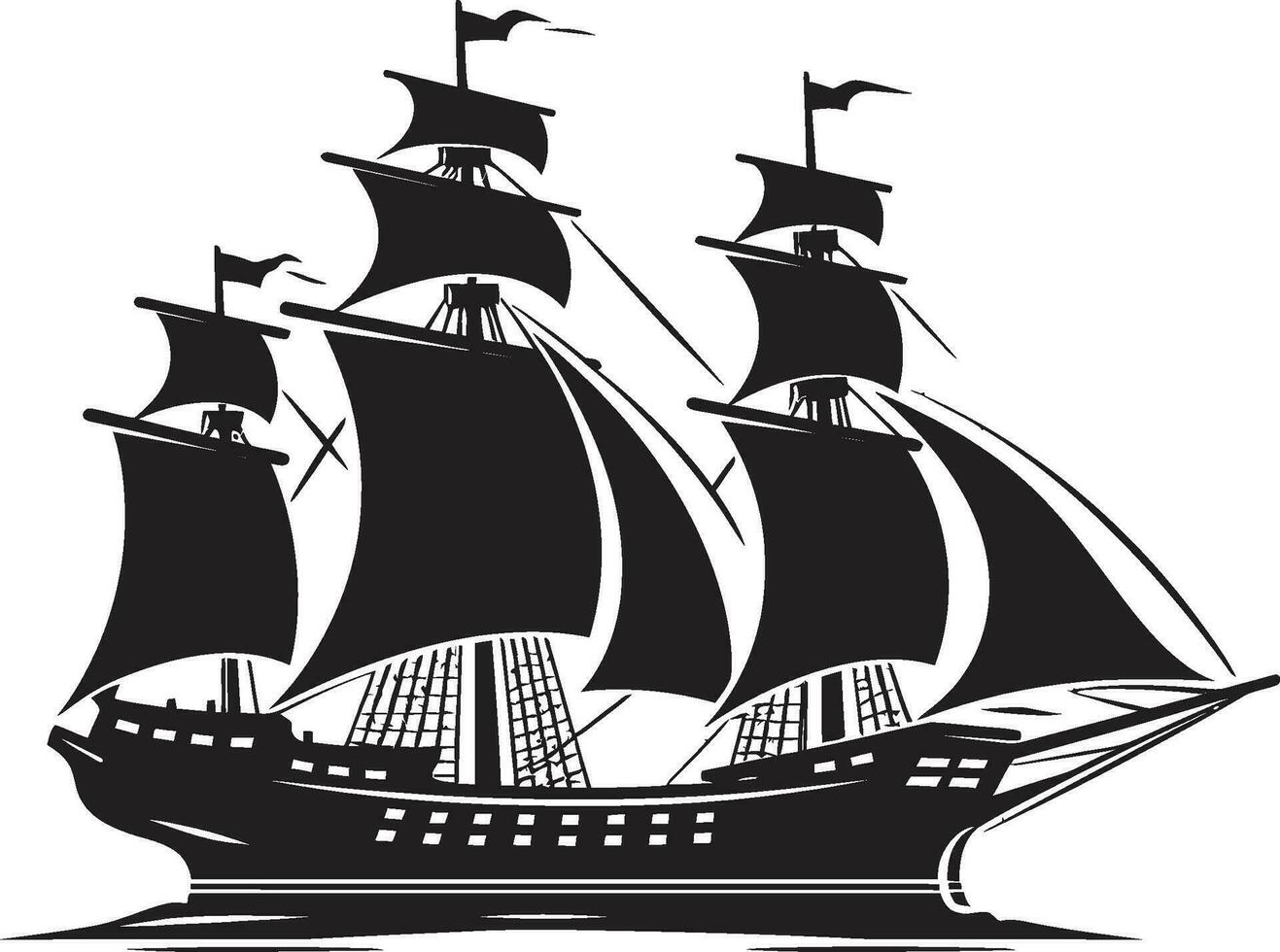 Antique Navigator Ancient Ship Emblem Maritime Legacy Black Ship Icon Design vector