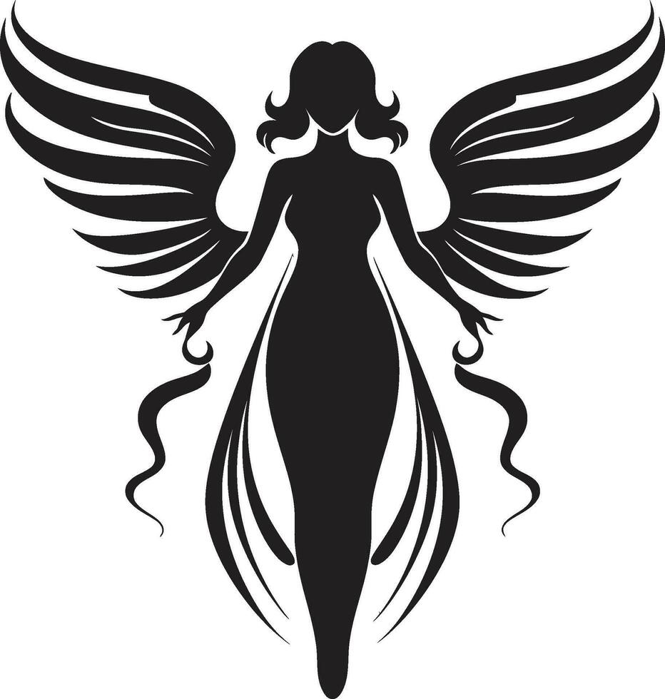Celestial Messenger Black Wings Symbol Divine Harmony Angelic Emblem Design vector