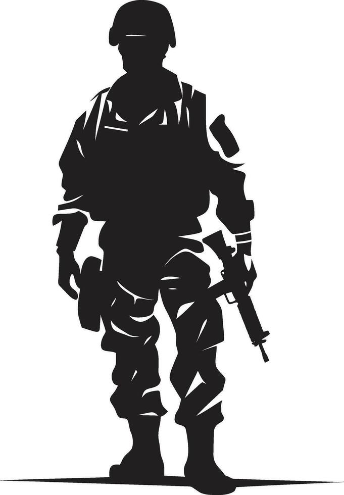 Combat Vigil Armed Forces Vector Design Soldier s Resolve Black Armyman Icon