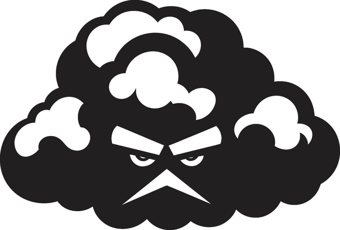 Raging Nimbus Black Cartoon Cloud Emblem Thunderous Rage Angry Cloud Logo Icon vector