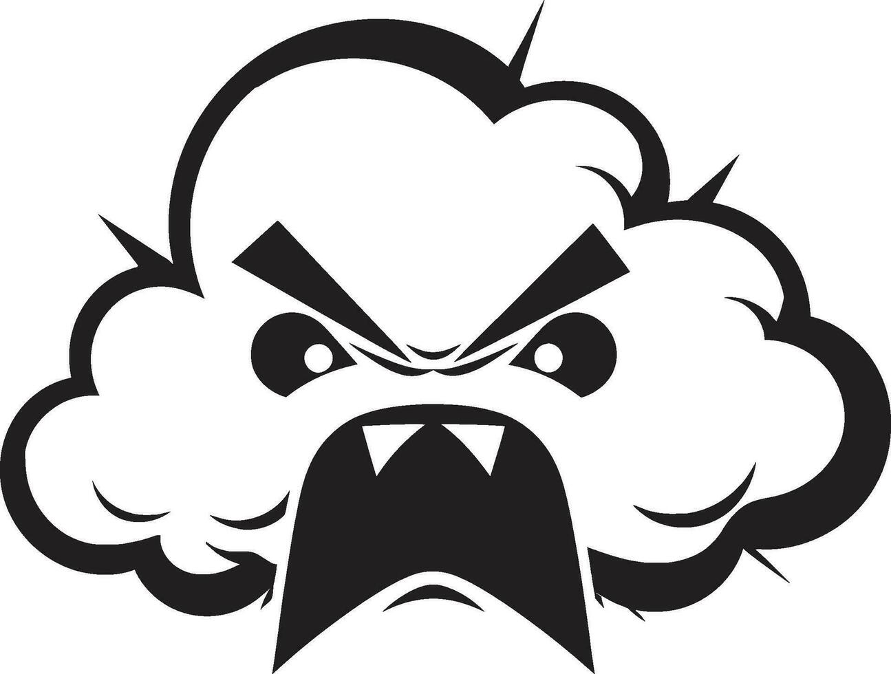 Angry Cumulonimbus Angry Cloud Logo Design Stormy Fury Cartoon Cloud Black Logo vector