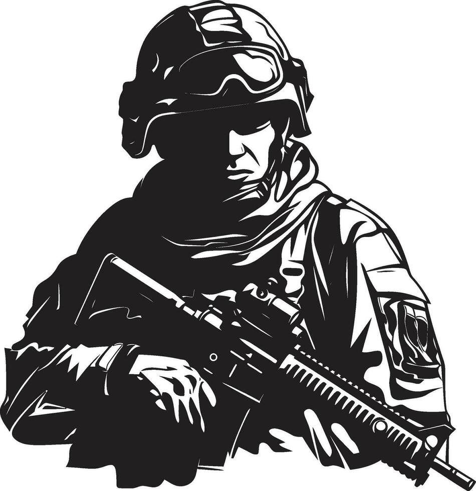 guerrero guardián vector hombre del ejército icono defensor s precisión negro soldado emblema