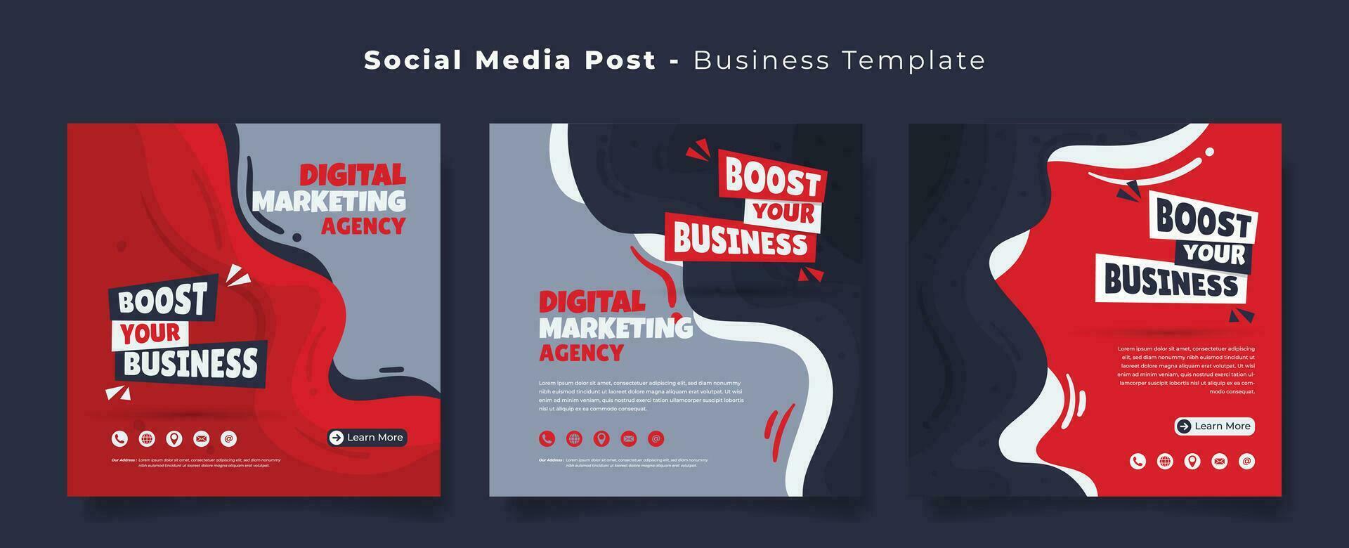 Social media post template with waving purple red background for digital marketing design vector