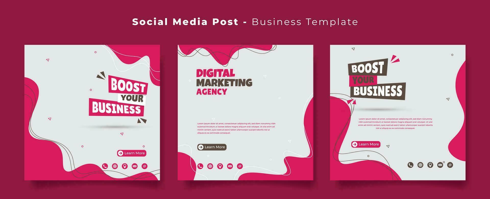 Social media post template for industry marketing in waving pink and white background design vector