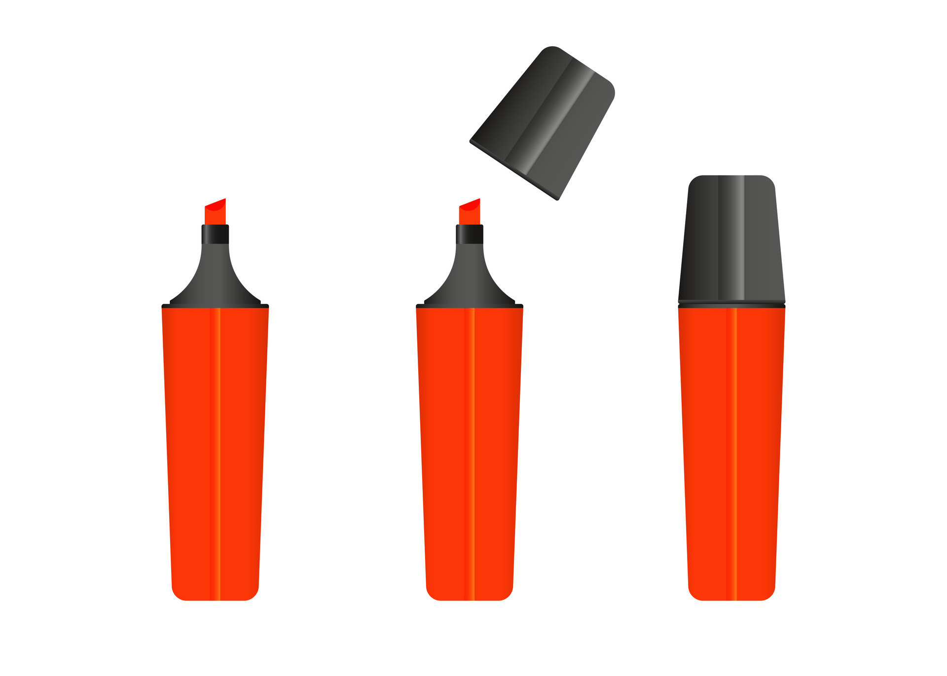 Red highlighter marker, 3 versions of marker in red color. 36349582