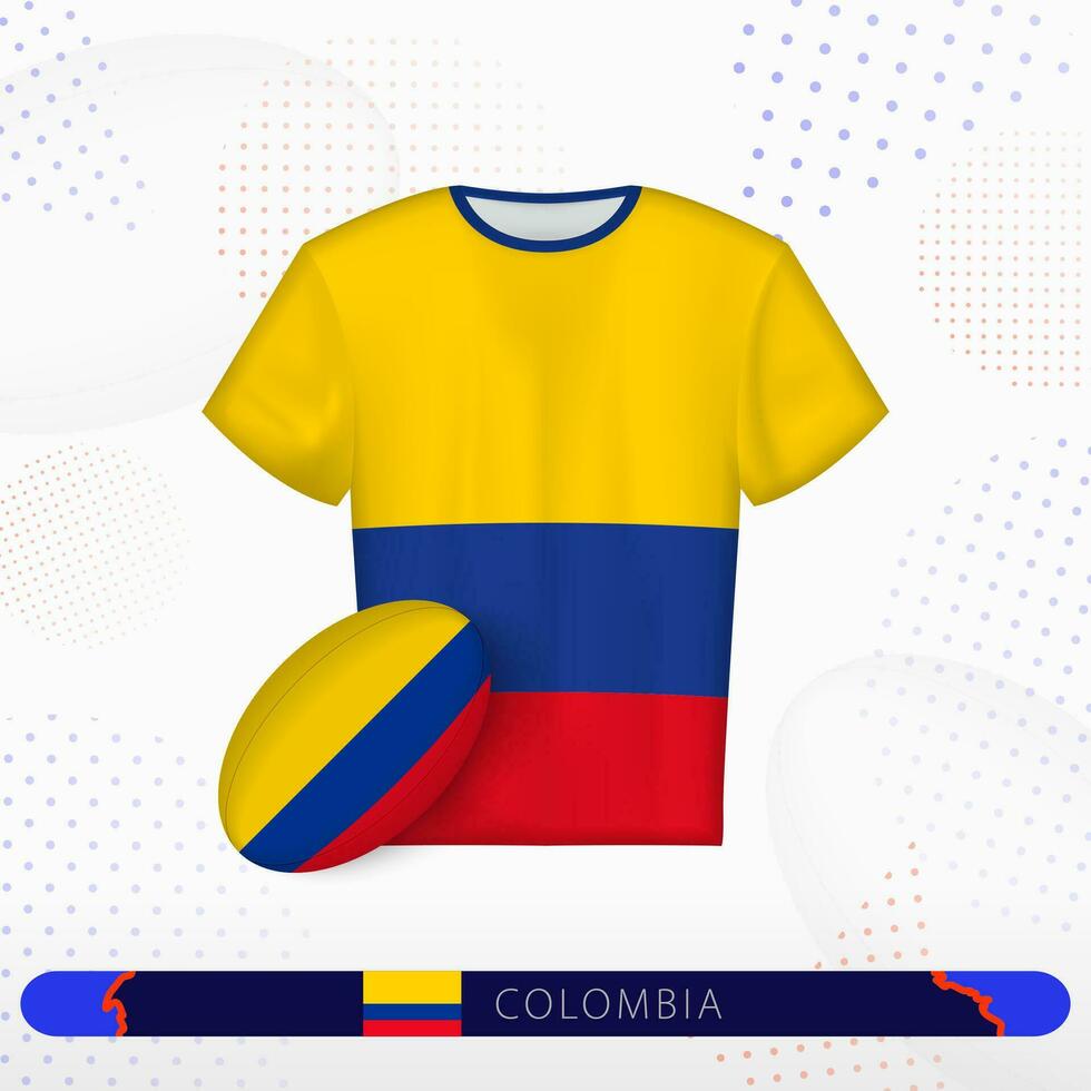 Colombia rugby jersey with rugby ball of Colombia on abstract sport background. vector