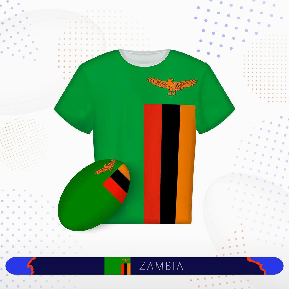 Zambia rugby jersey with rugby ball of Zambia on abstract sport background. vector