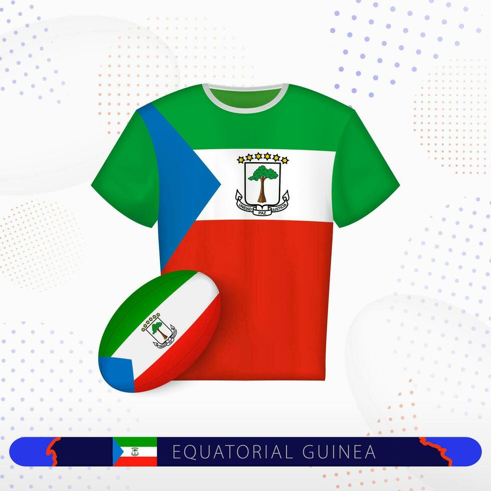 Equatorial Guinea rugby jersey with rugby ball of Equatorial Guinea on abstract sport background. vector