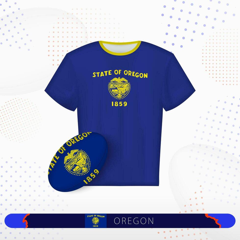 Oregon rugby jersey with rugby ball of Oregon on abstract sport background. vector