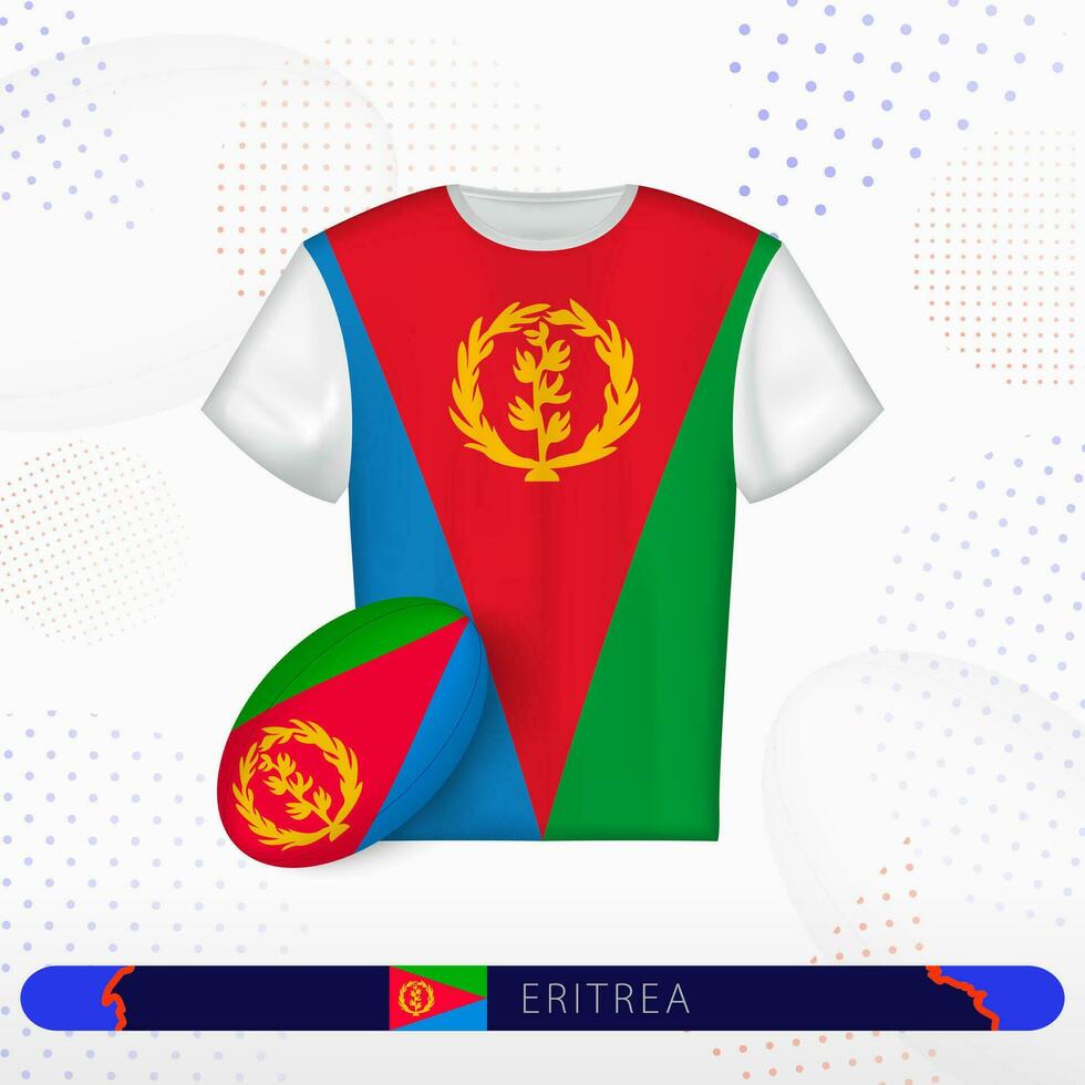 Eritrea rugby jersey with rugby ball of Eritrea on abstract sport background. vector