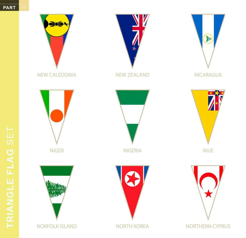 Triangle flag set, stylized country flags. vector