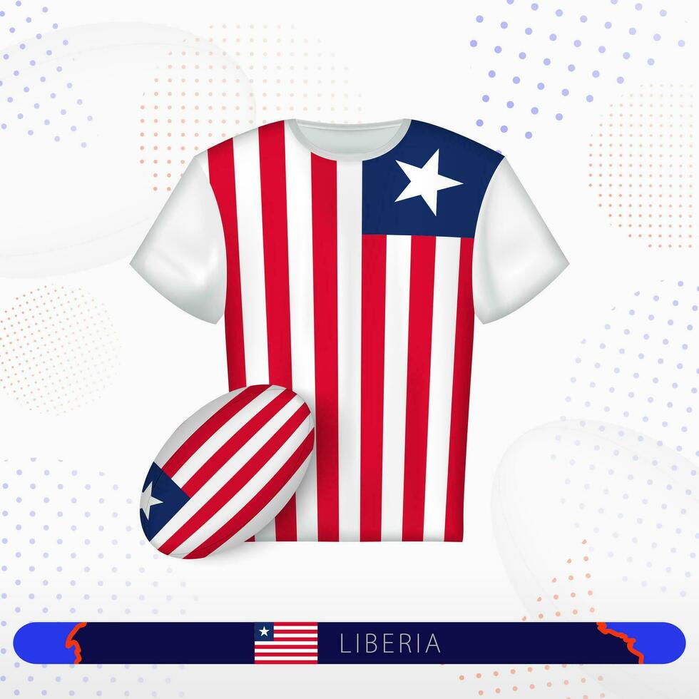 Liberia rugby jersey with rugby ball of Liberia on abstract sport background. vector