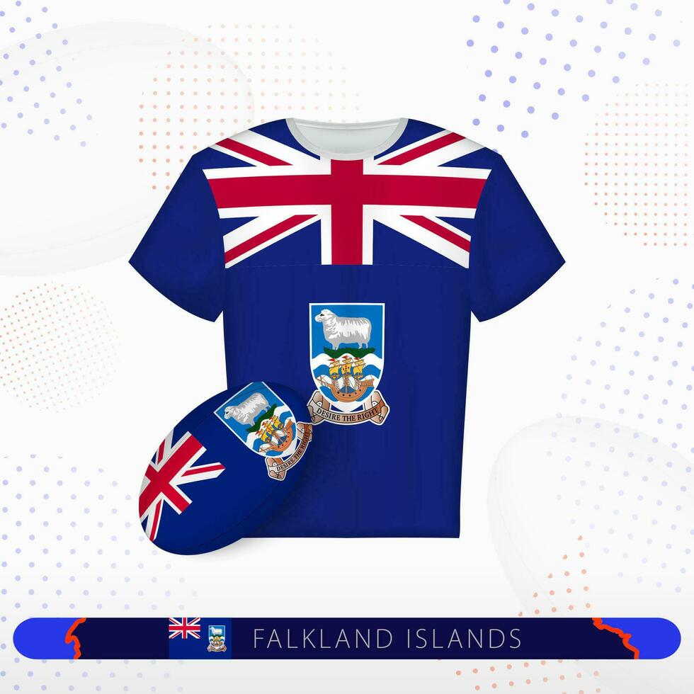 Falkland Islands rugby jersey with rugby ball of Falkland Islands on abstract sport background. vector