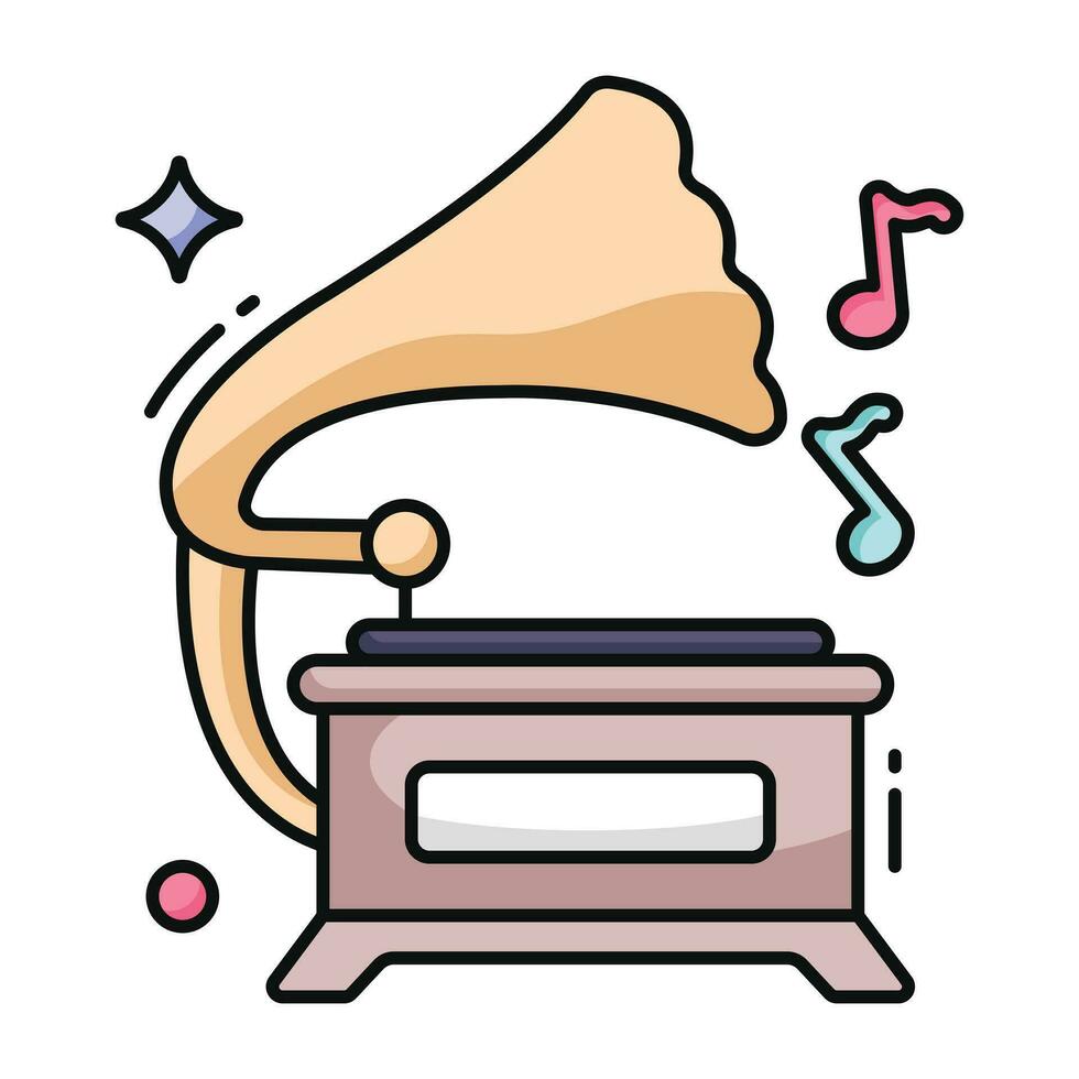 A retro vinyl recorder icon, vector design of gramophone