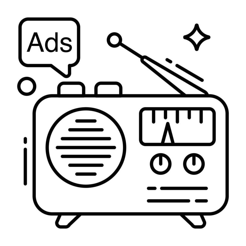 un único diseño icono de radio anuncio vector