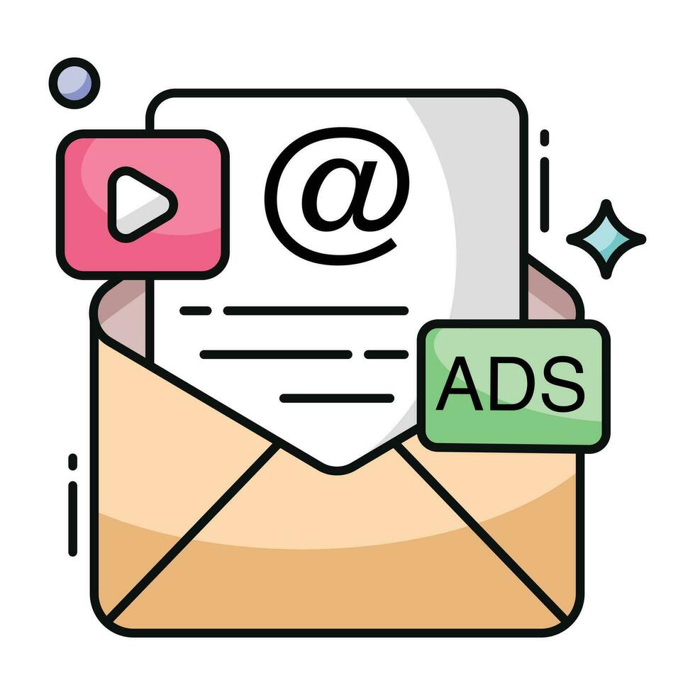 Editable design icon of advertising mail vector