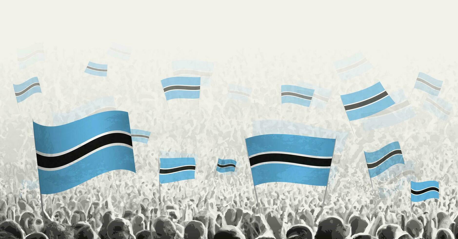 Abstract crowd with flag of Botswana. Peoples protest, revolution, strike and demonstration with flag of Botswana. vector