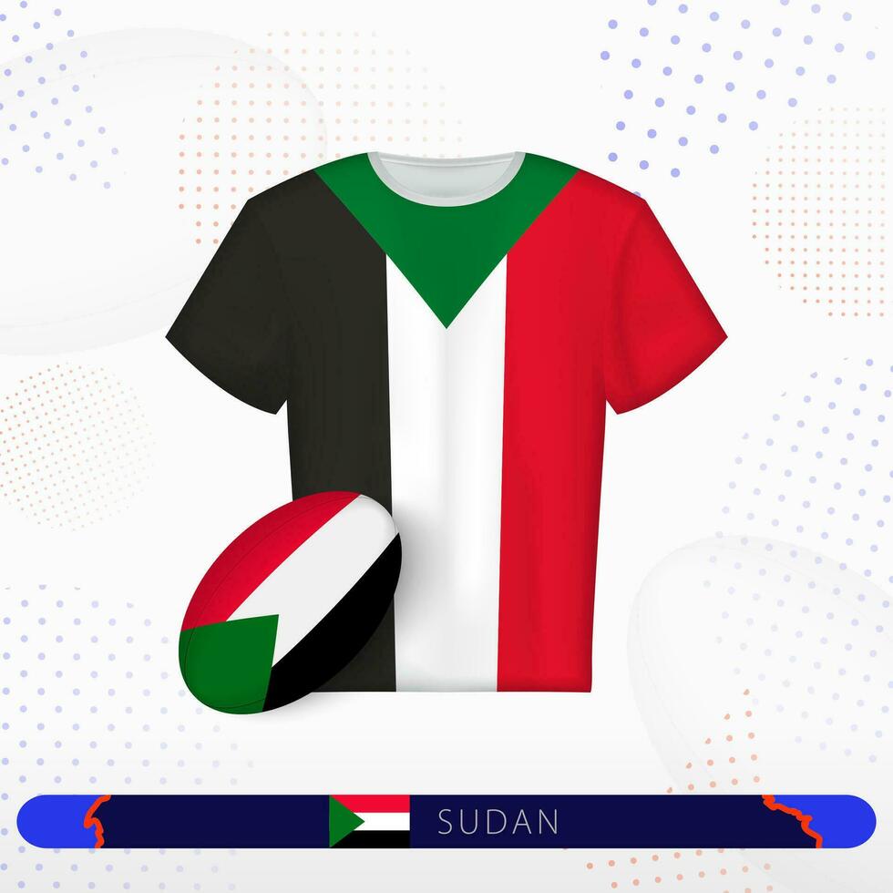 Sudan rugby jersey with rugby ball of Sudan on abstract sport background. vector