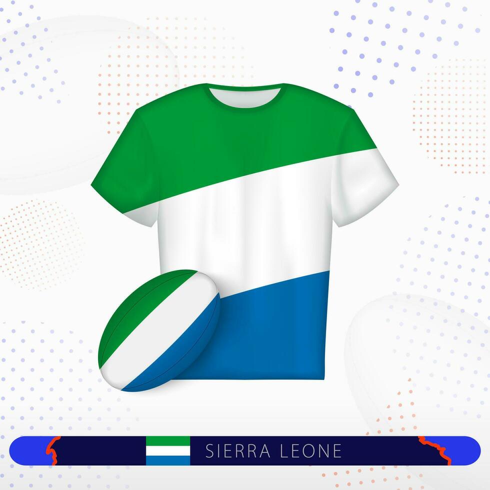 Sierra Leone rugby jersey with rugby ball of Sierra Leone on abstract sport background. vector