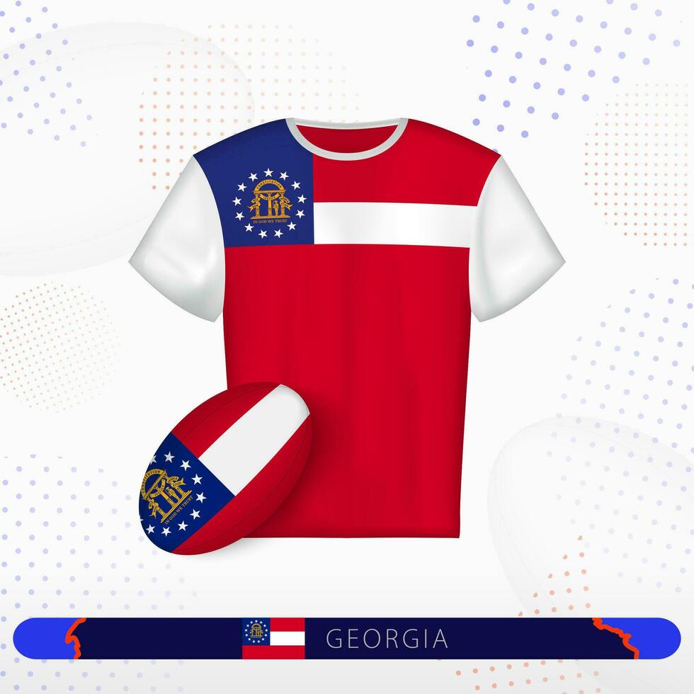 Georgia rugby jersey with rugby ball of Georgia on abstract sport background. vector