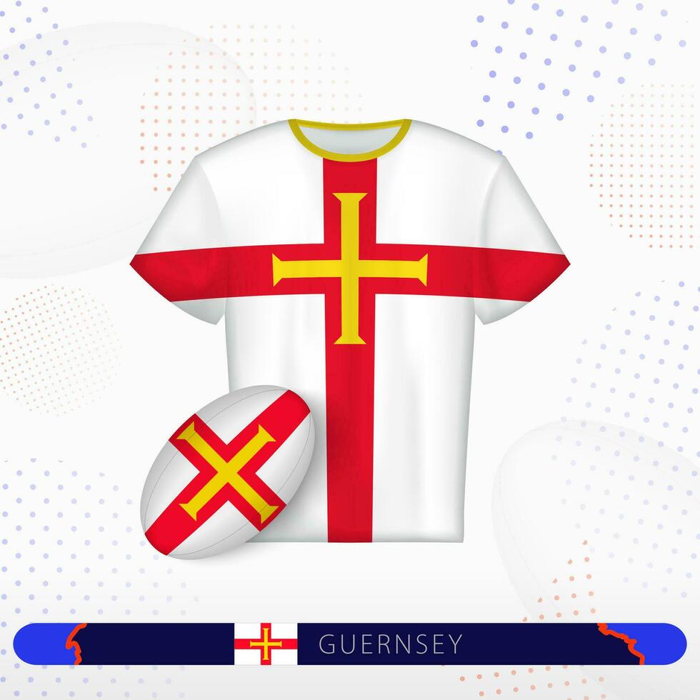 Guernsey rugby jersey with rugby ball of Guernsey on abstract sport background. vector