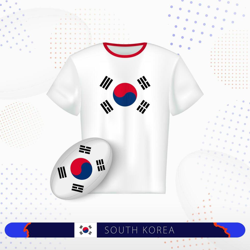 South Korea rugby jersey with rugby ball of South Korea on abstract sport background. vector