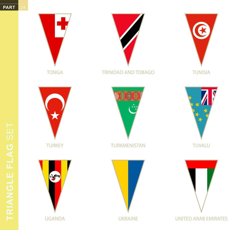 triángulo bandera colocar, estilizado país banderas vector
