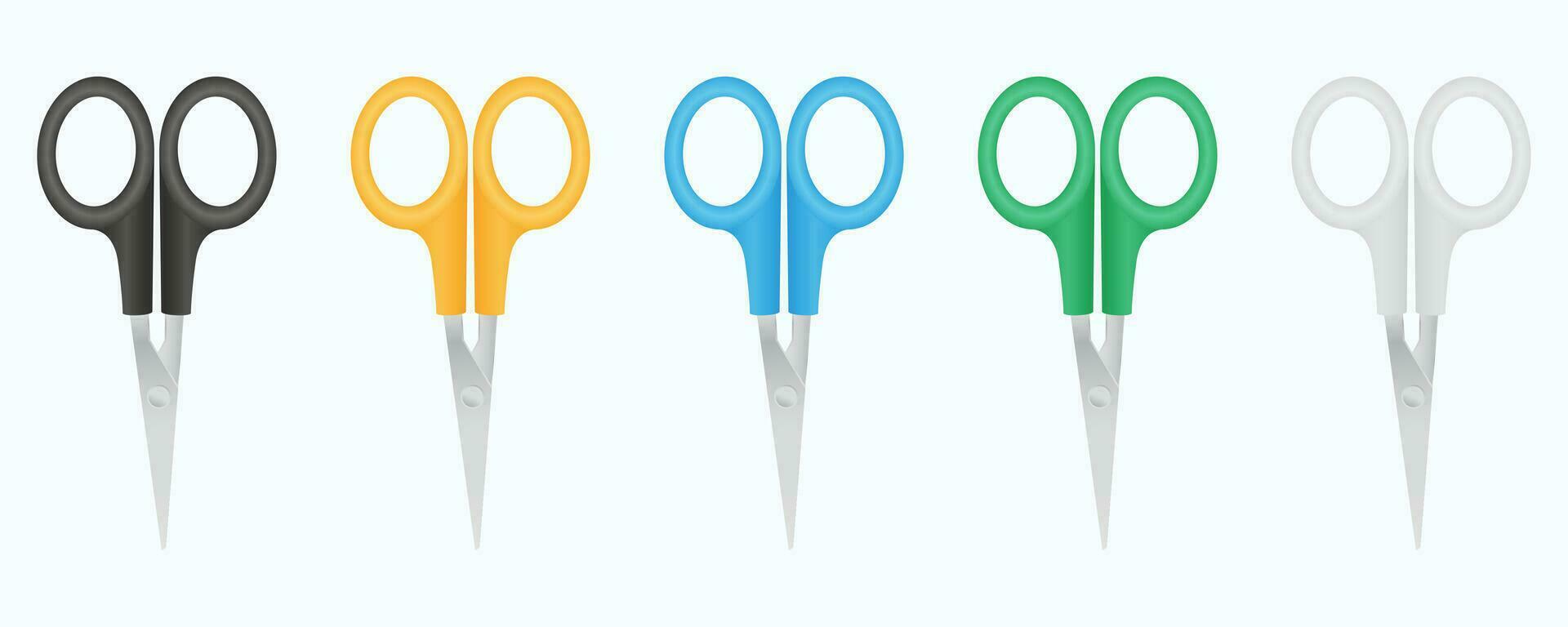 Set of colored scissors isolated on a white background. vector