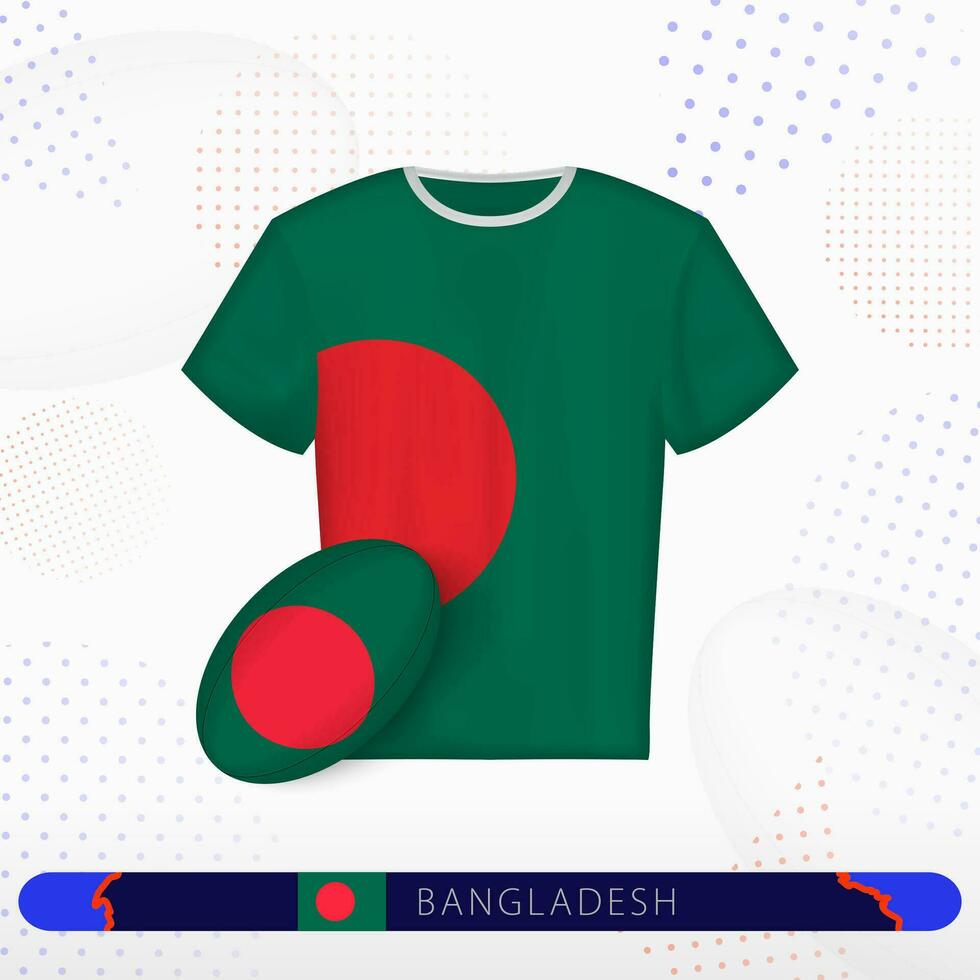 Bangladesh rugby jersey with rugby ball of Bangladesh on abstract sport background. vector