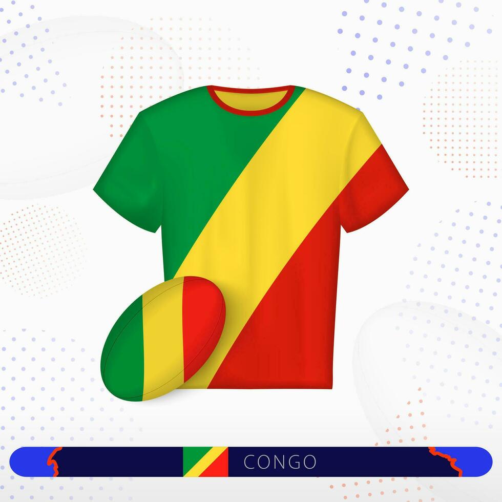 Congo rugby jersey with rugby ball of Congo on abstract sport background. vector