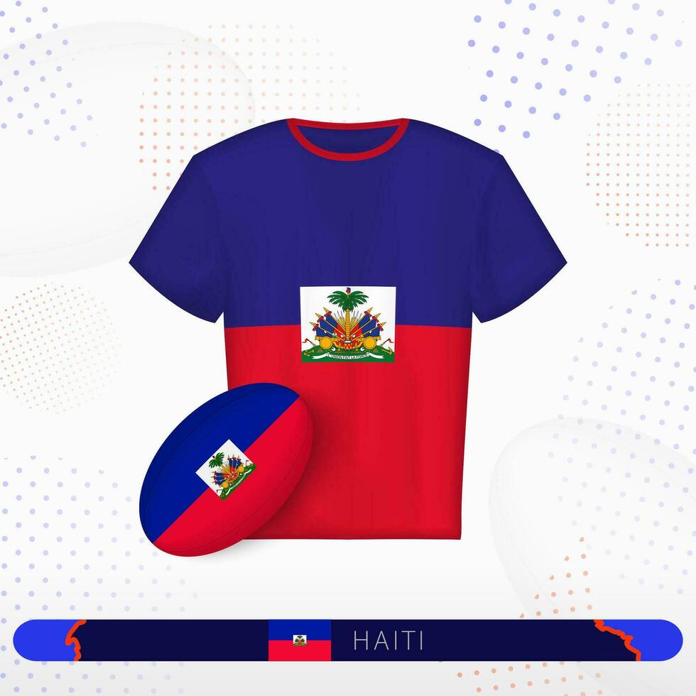 Haiti rugby jersey with rugby ball of Haiti on abstract sport background. vector